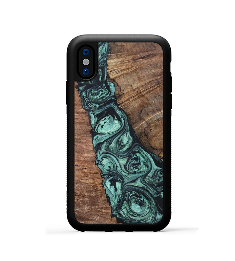 iPhone Xs Wood+Resin Phone Case - Jonathan (Green, 696370)