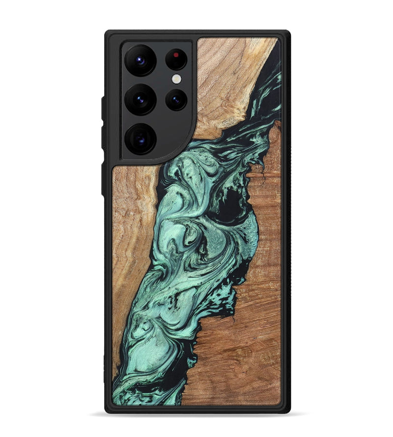 Galaxy S22 Ultra Wood+Resin Phone Case - Vonda (Green, 696373)
