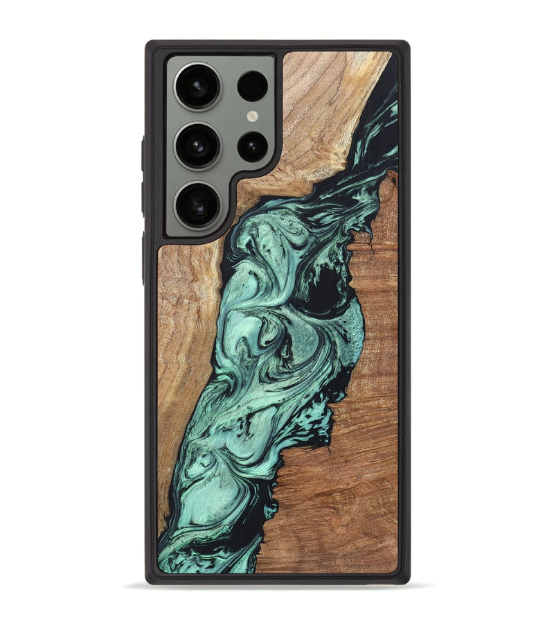 Galaxy S23 Ultra Wood+Resin Phone Case - Vonda (Green, 696373)