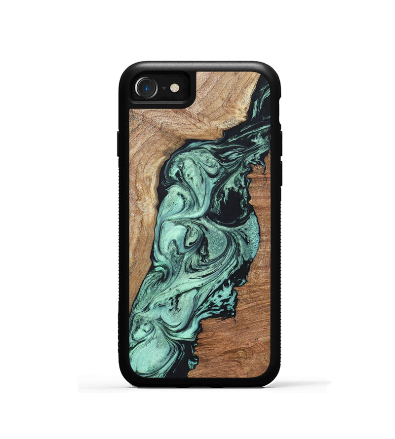 iPhone SE Wood+Resin Phone Case - Vonda (Green, 696373)