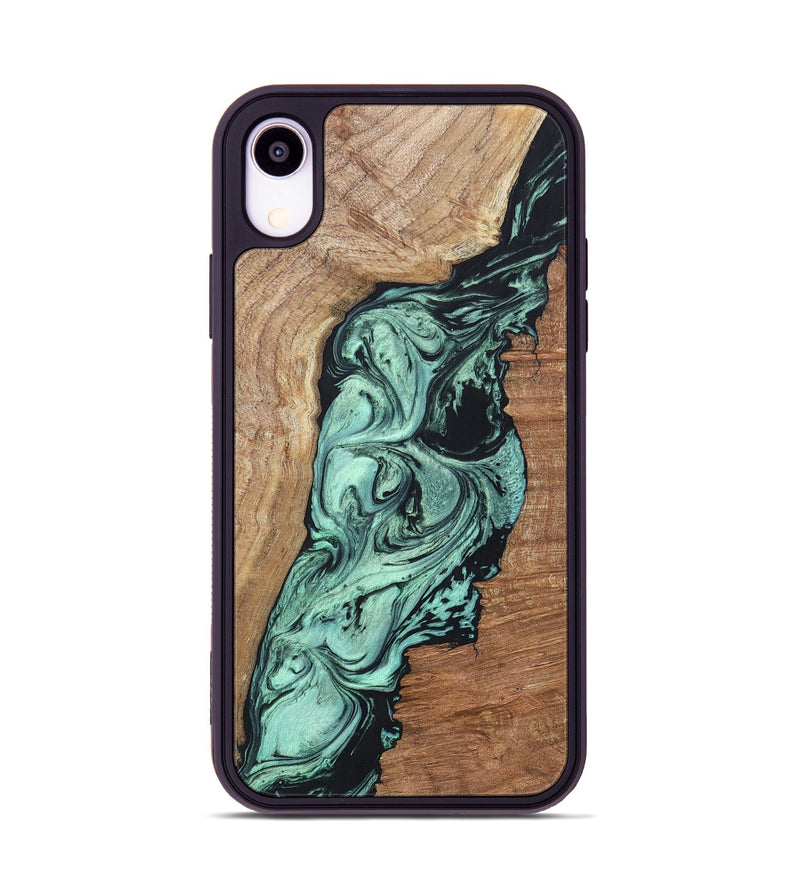 iPhone Xr Wood+Resin Phone Case - Vonda (Green, 696373)