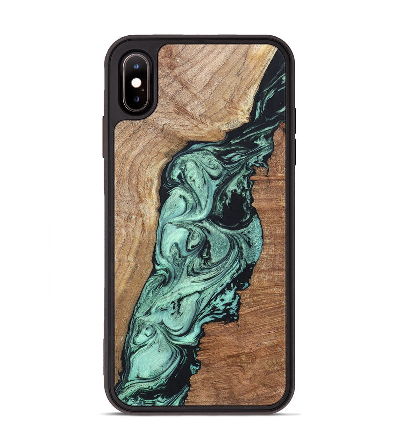 iPhone Xs Max Wood+Resin Phone Case - Vonda (Green, 696373)