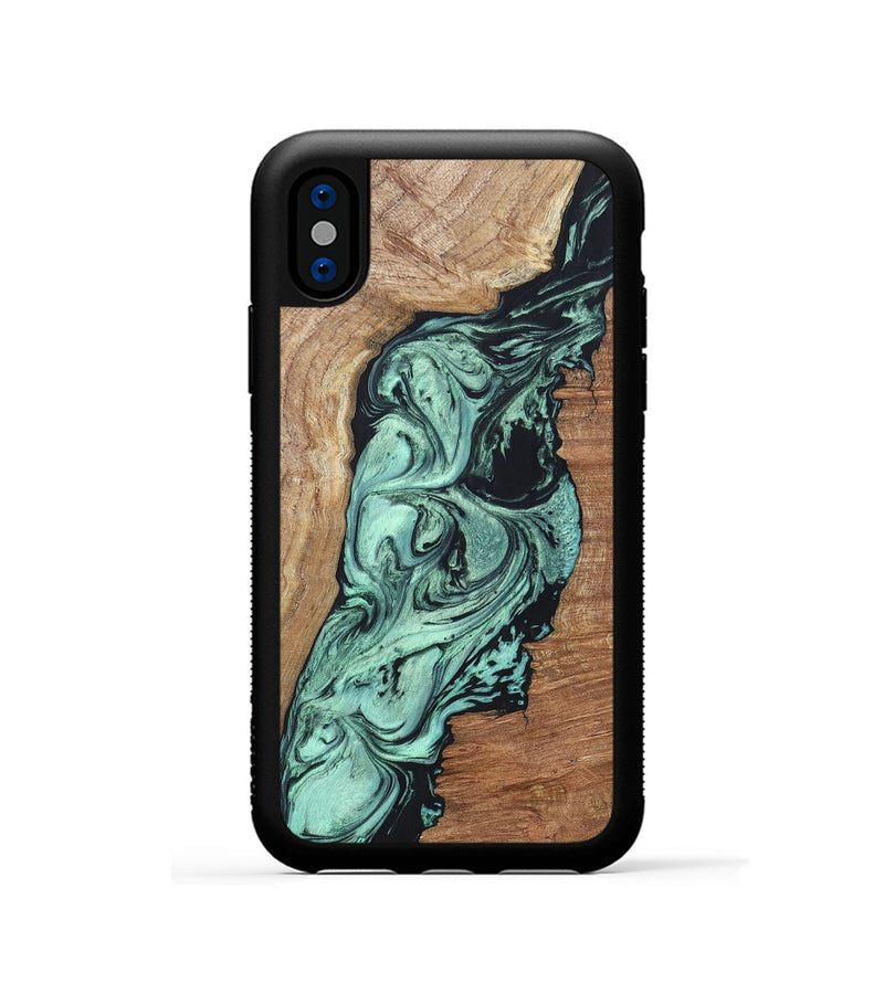 iPhone Xs Wood+Resin Phone Case - Vonda (Green, 696373)
