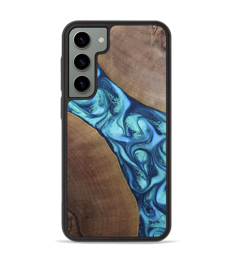 Galaxy S23 Plus Wood+Resin Phone Case - Chasity (Blue, 696381)