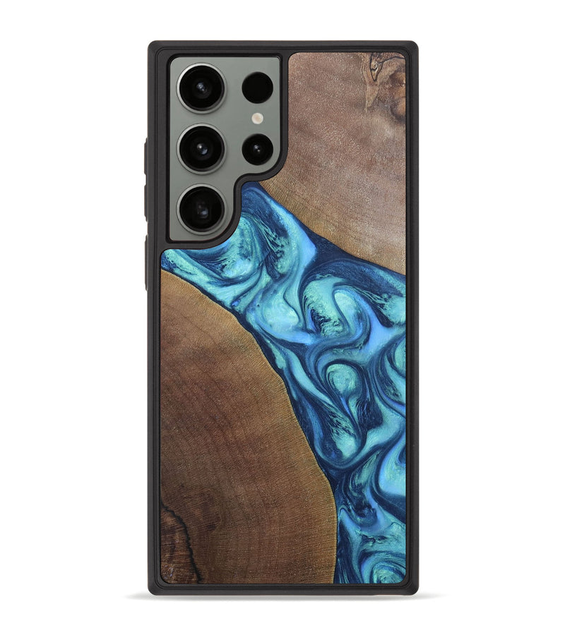 Galaxy S23 Ultra Wood+Resin Phone Case - Chasity (Blue, 696381)