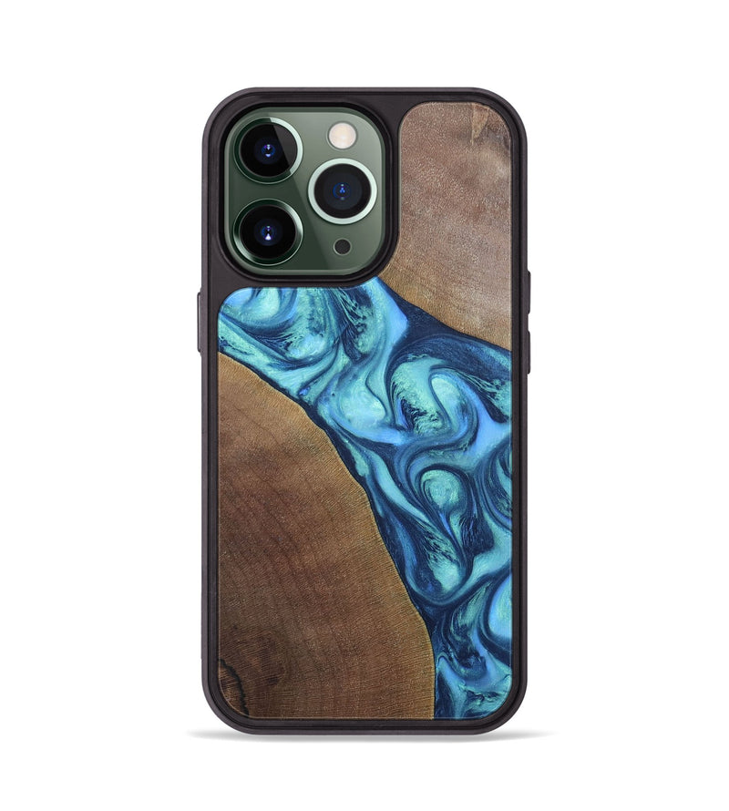 iPhone 13 Pro Wood+Resin Phone Case - Chasity (Blue, 696381)