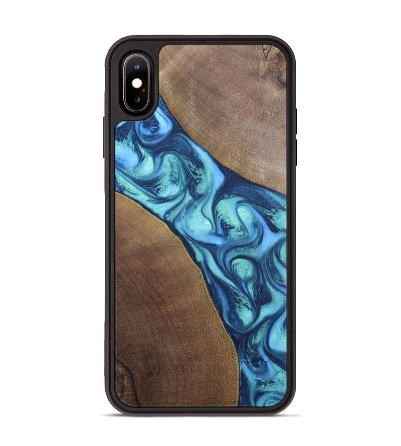 iPhone Xs Max Wood+Resin Phone Case - Chasity (Blue, 696381)