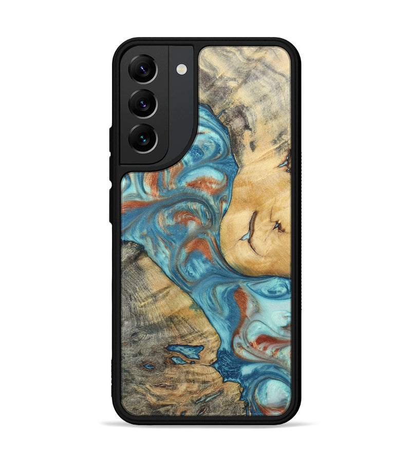 Galaxy S22 Plus Wood+Resin Phone Case - Celia (Teal & Gold, 696384)