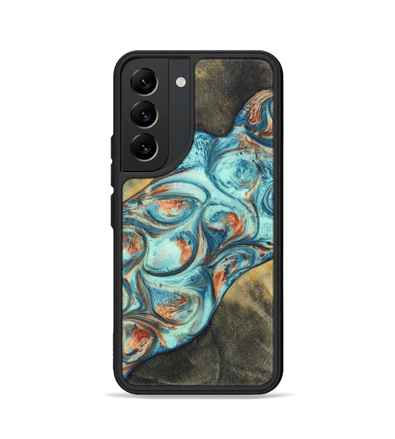 Galaxy S22 Wood+Resin Phone Case - Walker (Teal & Gold, 696389)