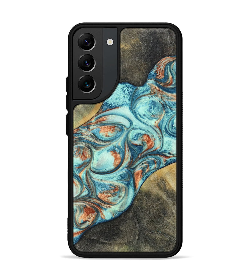 Galaxy S22 Plus Wood+Resin Phone Case - Walker (Teal & Gold, 696389)