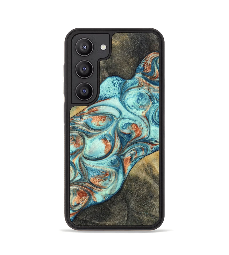 Galaxy S23 Wood+Resin Phone Case - Walker (Teal & Gold, 696389)