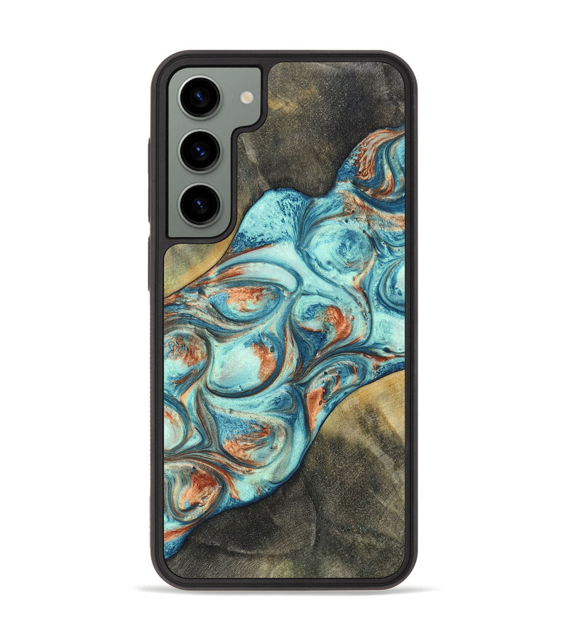 Galaxy S23 Plus Wood+Resin Phone Case - Walker (Teal & Gold, 696389)