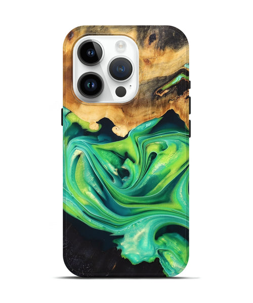 iPhone 15 Pro Wood+Resin Live Edge Phone Case - Atlas (Green, 696423)