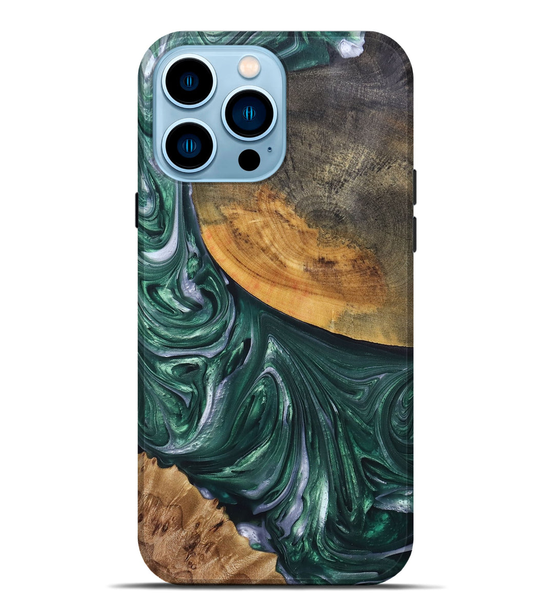 iPhone 14 Pro Max Wood+Resin Live Edge Phone Case - Giuliana (Green, 696427)