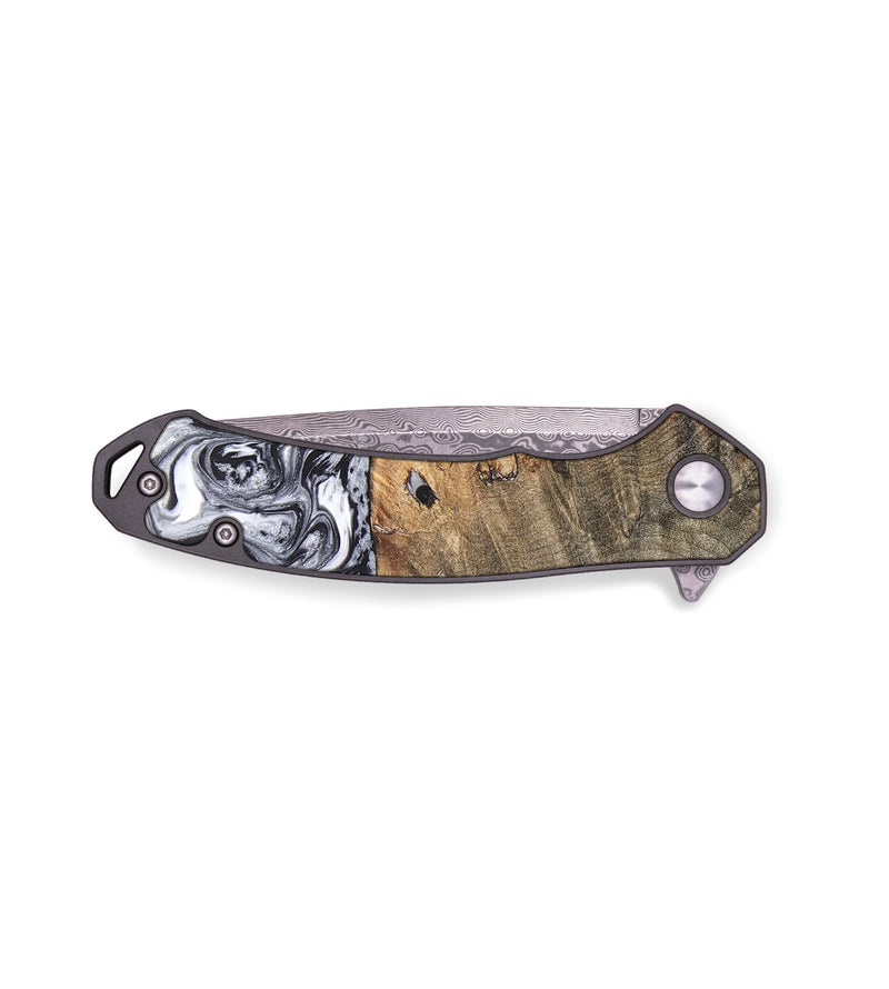 EDC Wood+Resin Pocket Knife - Luciana (Black & White, 696428)