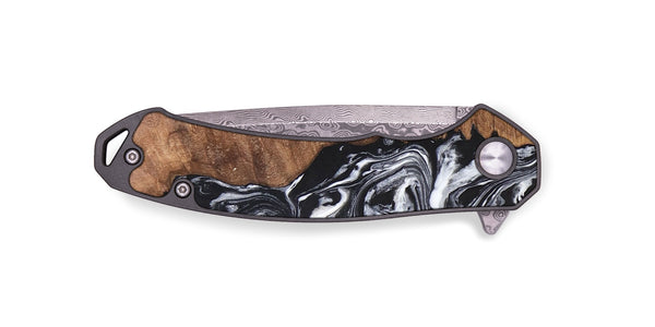 EDC Wood+Resin Pocket Knife - Tamika (Black & White, 696431)