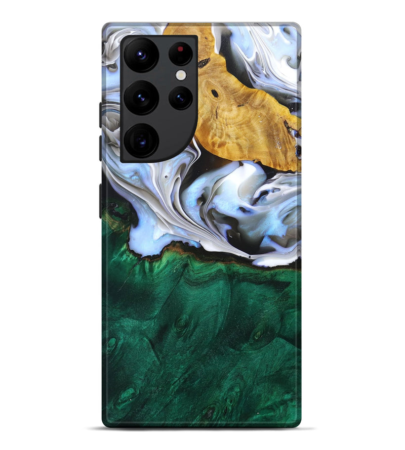 Galaxy S22 Ultra Wood+Resin Live Edge Phone Case - Ginger (Black & White, 696453)