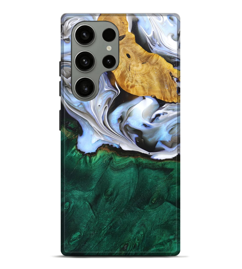 Galaxy S23 Ultra Wood+Resin Live Edge Phone Case - Ginger (Black & White, 696453)