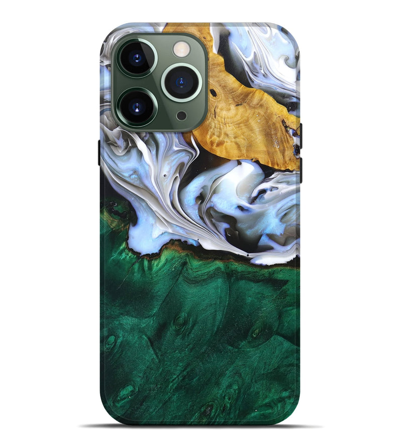 iPhone 13 Pro Max Wood+Resin Live Edge Phone Case - Ginger (Black & White, 696453)