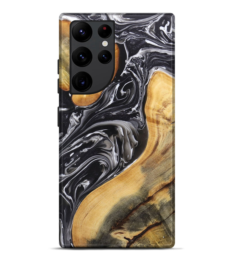 Galaxy S22 Ultra Wood+Resin Live Edge Phone Case - Raquel (Black & White, 696454)