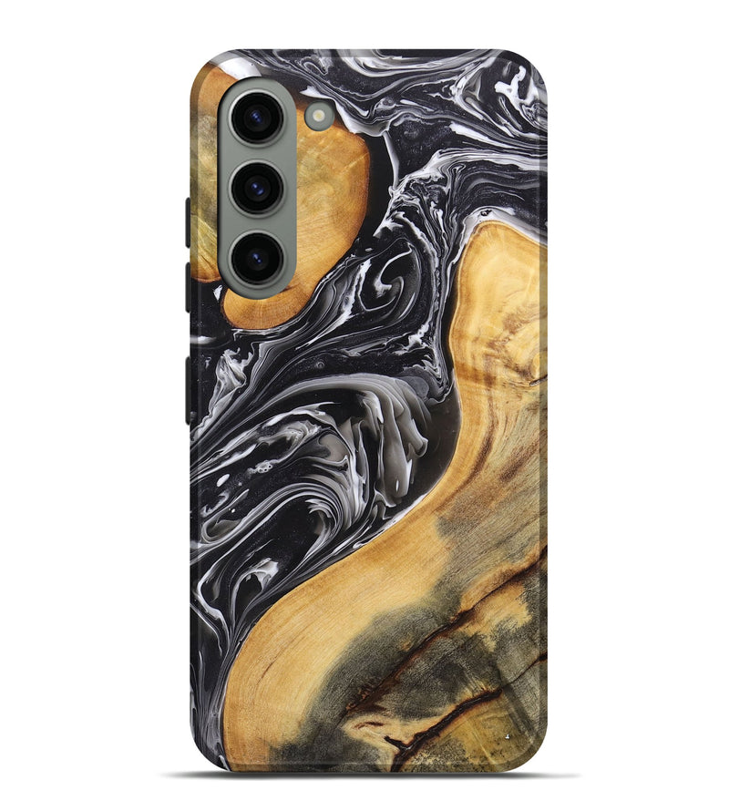 Galaxy S23 Plus Wood+Resin Live Edge Phone Case - Raquel (Black & White, 696454)