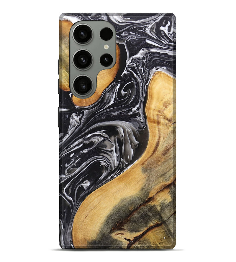 Galaxy S23 Ultra Wood+Resin Live Edge Phone Case - Raquel (Black & White, 696454)