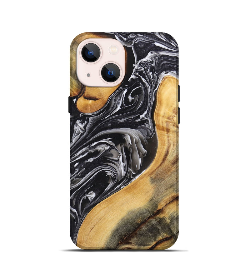 iPhone 13 mini Wood+Resin Live Edge Phone Case - Raquel (Black & White, 696454)