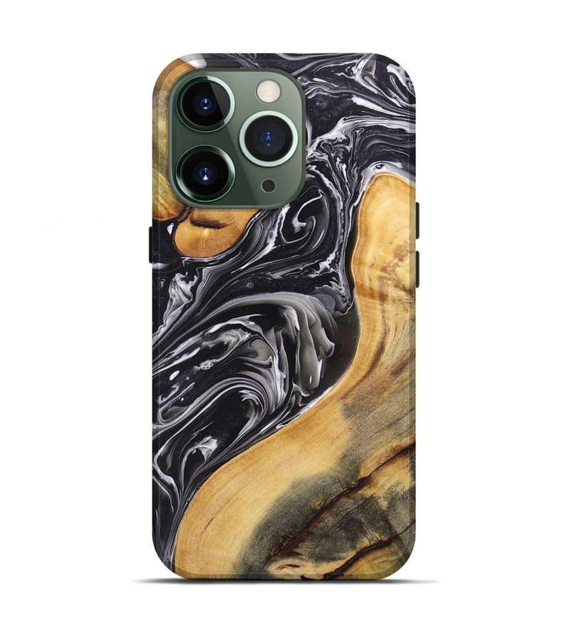 iPhone 13 Pro Wood+Resin Live Edge Phone Case - Raquel (Black & White, 696454)