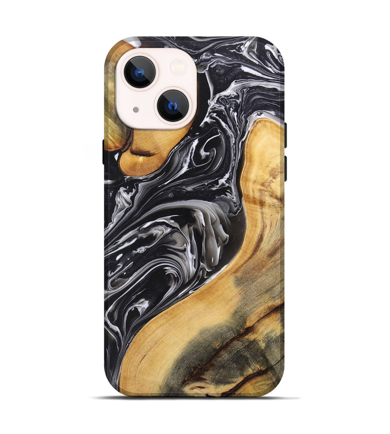 iPhone 14 Wood+Resin Live Edge Phone Case - Raquel (Black & White, 696454)