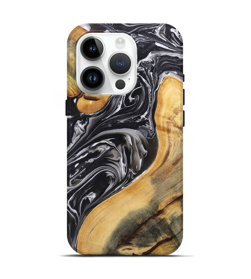 iPhone 15 Pro Wood+Resin Live Edge Phone Case - Raquel (Black & White, 696454)