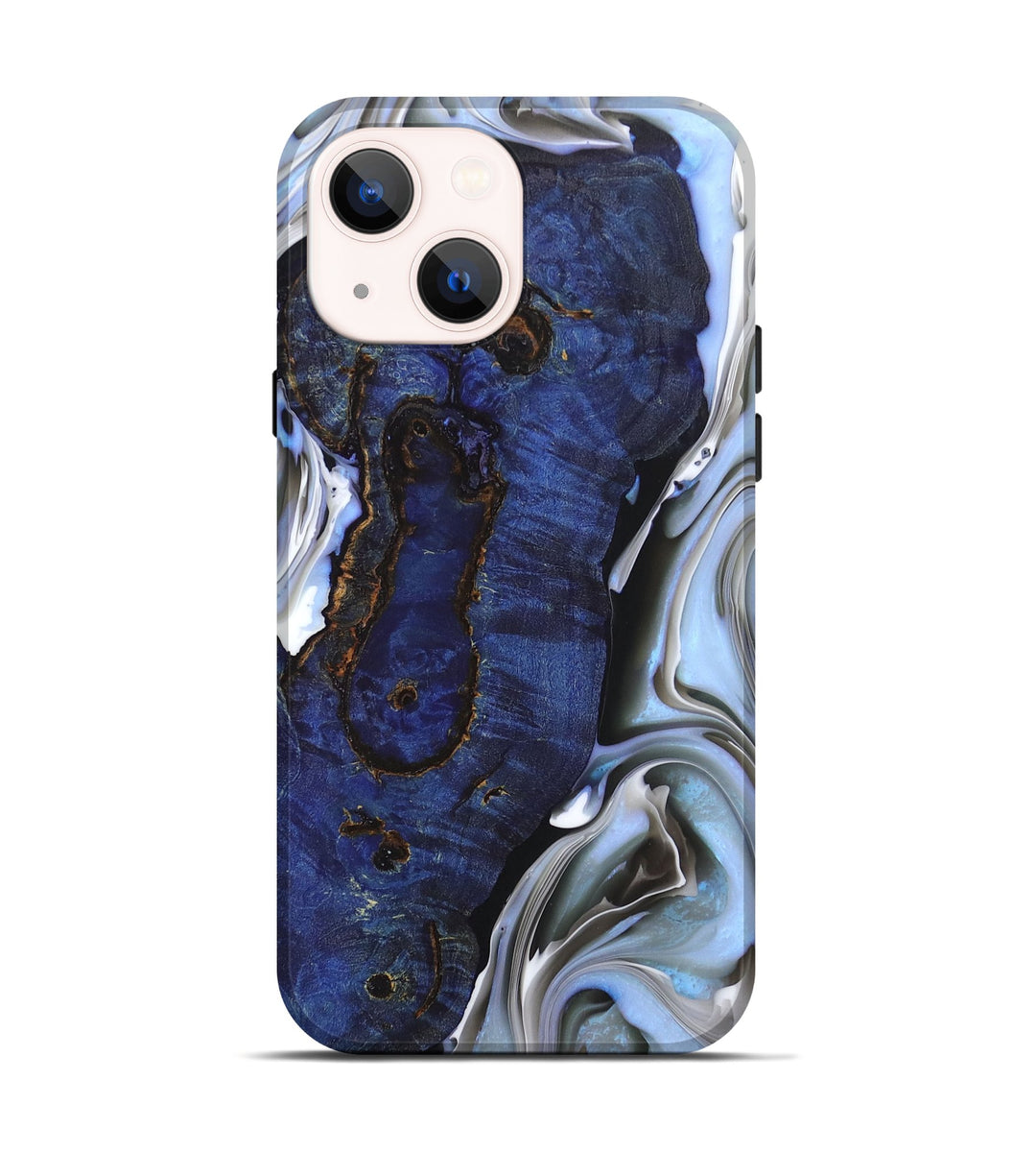 iPhone 14 Wood+Resin Live Edge Phone Case - Rhett (Black & White, 696463)