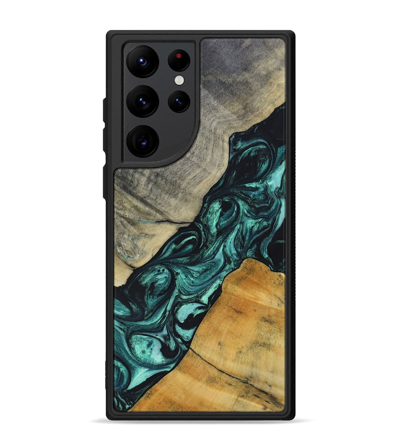 Galaxy S22 Ultra Wood+Resin Phone Case - Jaime (Green, 696466)