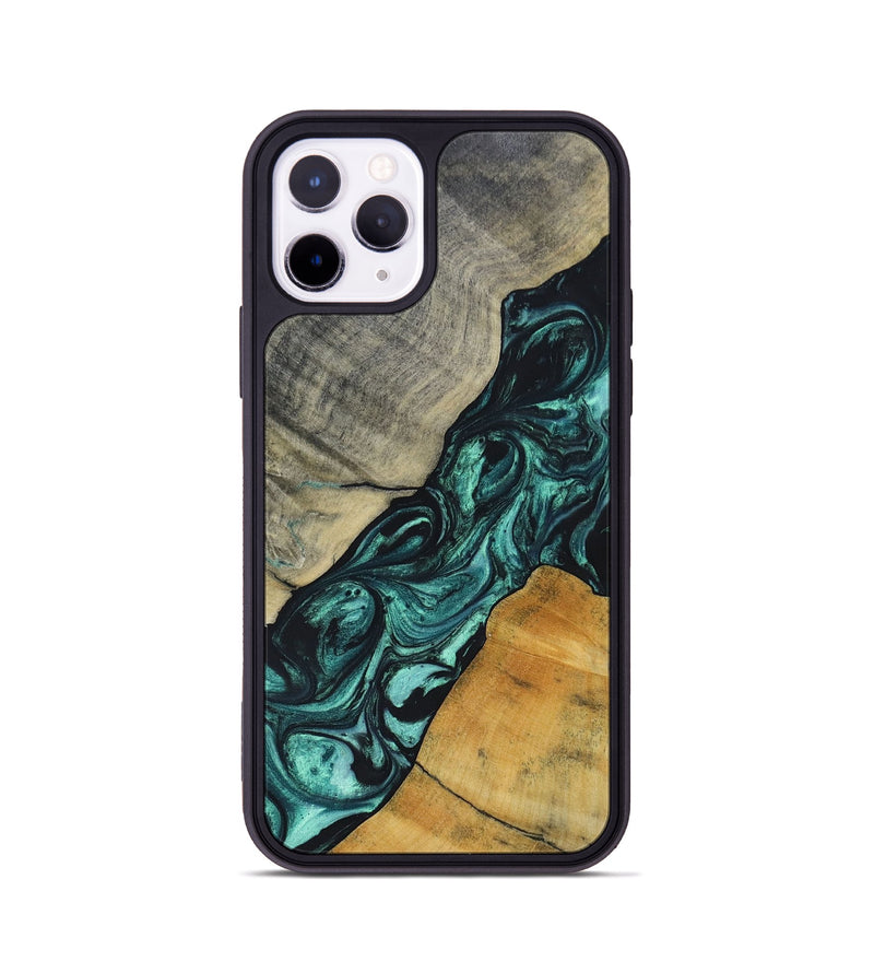 iPhone 11 Pro Wood+Resin Phone Case - Jaime (Green, 696466)