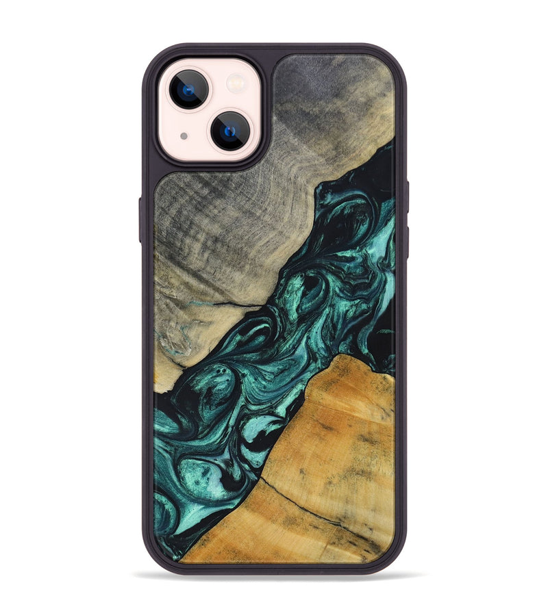 iPhone 14 Plus Wood+Resin Phone Case - Jaime (Green, 696466)