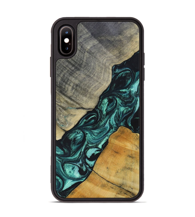 iPhone Xs Max Wood+Resin Phone Case - Jaime (Green, 696466)
