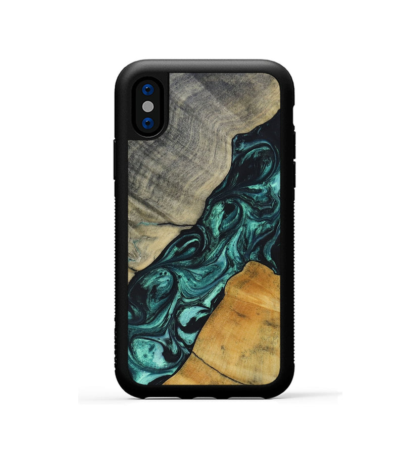 iPhone Xs Wood+Resin Phone Case - Jaime (Green, 696466)