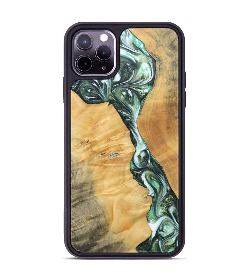 iPhone 11 Pro Max Wood+Resin Phone Case - Ana (Green, 696468)