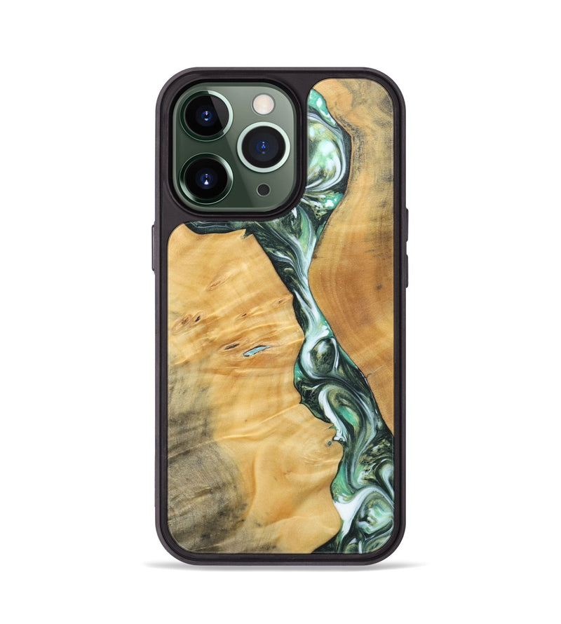 iPhone 13 Pro Wood+Resin Phone Case - Ana (Green, 696468)