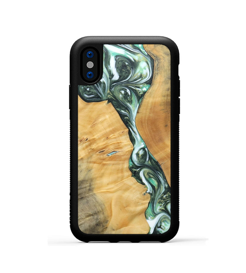 iPhone Xs Wood+Resin Phone Case - Ana (Green, 696468)