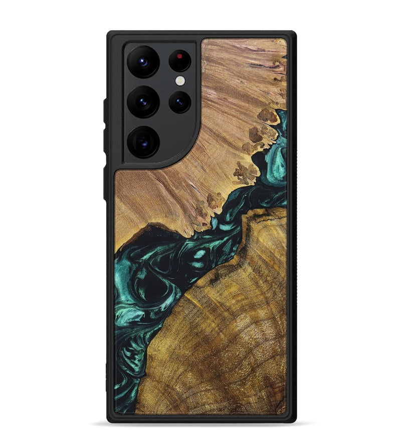 Galaxy S22 Ultra Wood+Resin Phone Case - Elsie (Green, 696469)