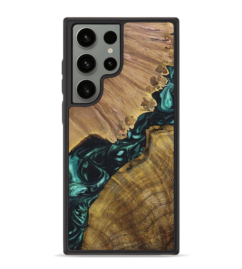 Galaxy S23 Ultra Wood+Resin Phone Case - Elsie (Green, 696469)