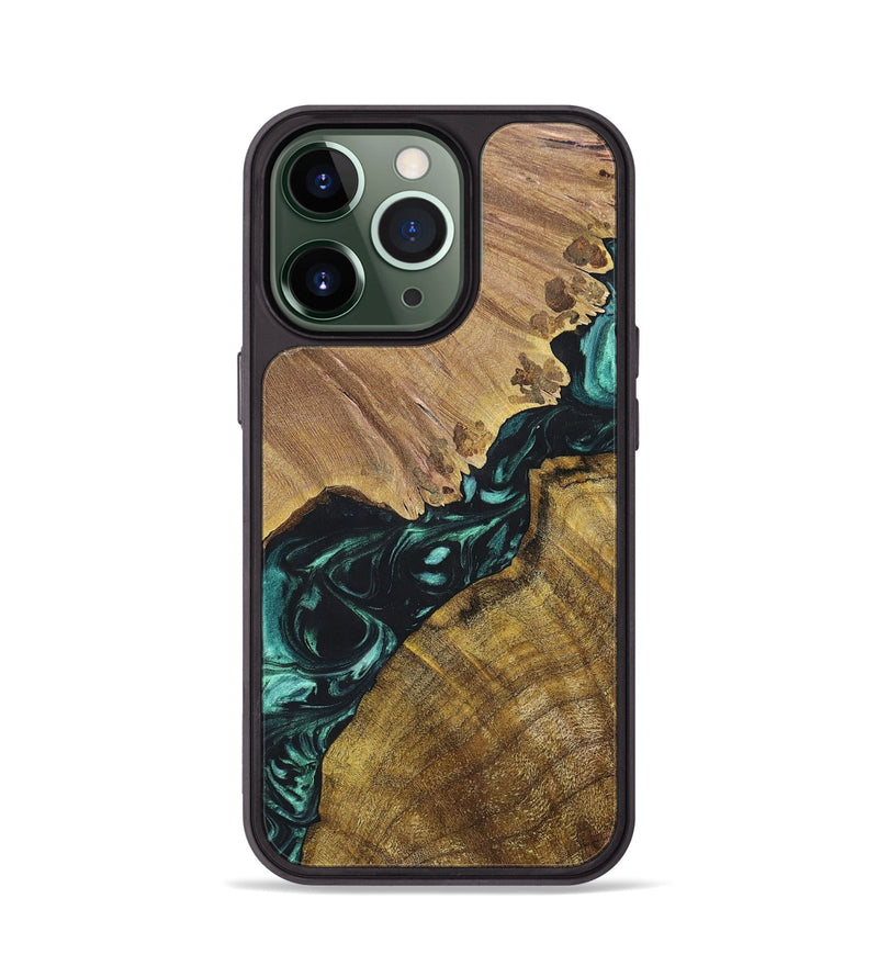 iPhone 13 Pro Wood+Resin Phone Case - Elsie (Green, 696469)