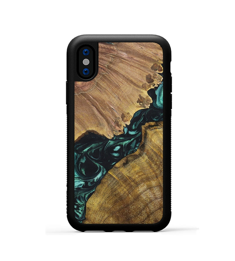 iPhone Xs Wood+Resin Phone Case - Elsie (Green, 696469)