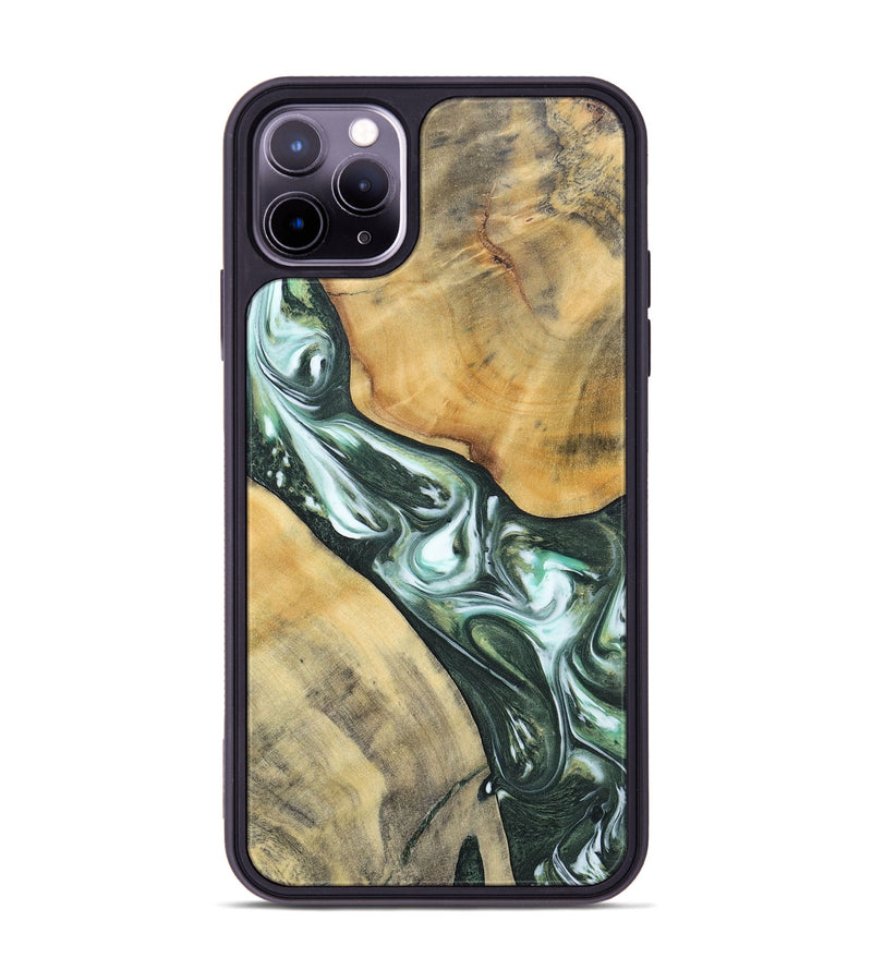 iPhone 11 Pro Max Wood+Resin Phone Case - Cameron (Green, 696470)