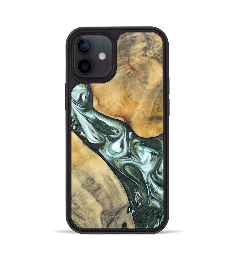 iPhone 12 Wood+Resin Phone Case - Cameron (Green, 696470)