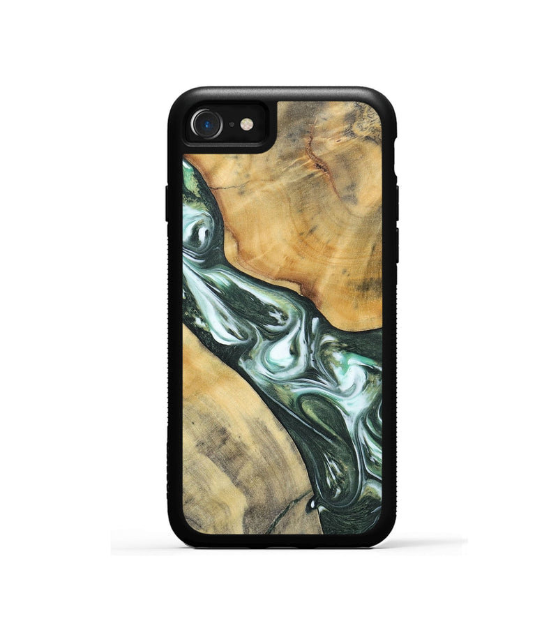iPhone SE Wood+Resin Phone Case - Cameron (Green, 696470)