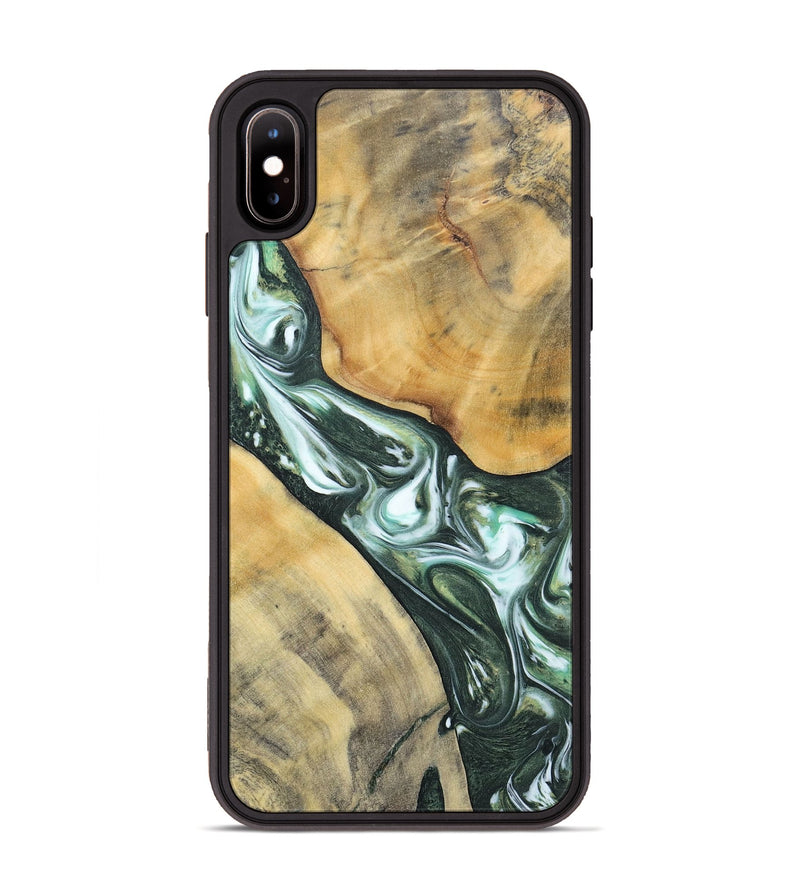 iPhone Xs Max Wood+Resin Phone Case - Cameron (Green, 696470)