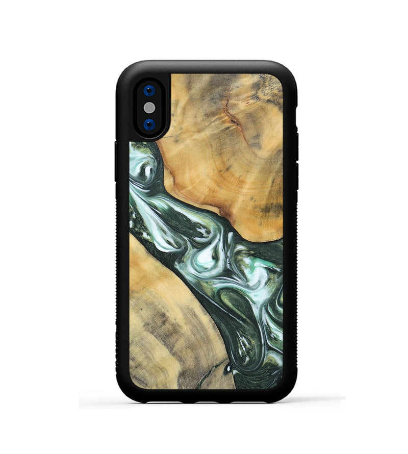 iPhone Xs Wood+Resin Phone Case - Cameron (Green, 696470)