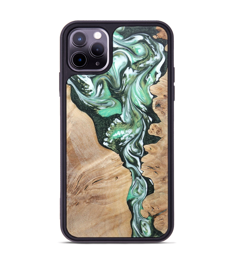 iPhone 11 Pro Max Wood+Resin Phone Case - Grant (Green, 696472)