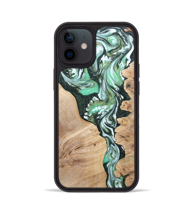 iPhone 12 Wood+Resin Phone Case - Grant (Green, 696472)